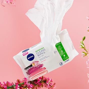 NIVEA 3in1 Caring Cleansing Wipes Dry Skin (25 Wipes), Plant-Based Makeup Remover Wipes, Face Wipes for Dry Skin, Gentle yet Effective Makeup Removal (Pack of 3)