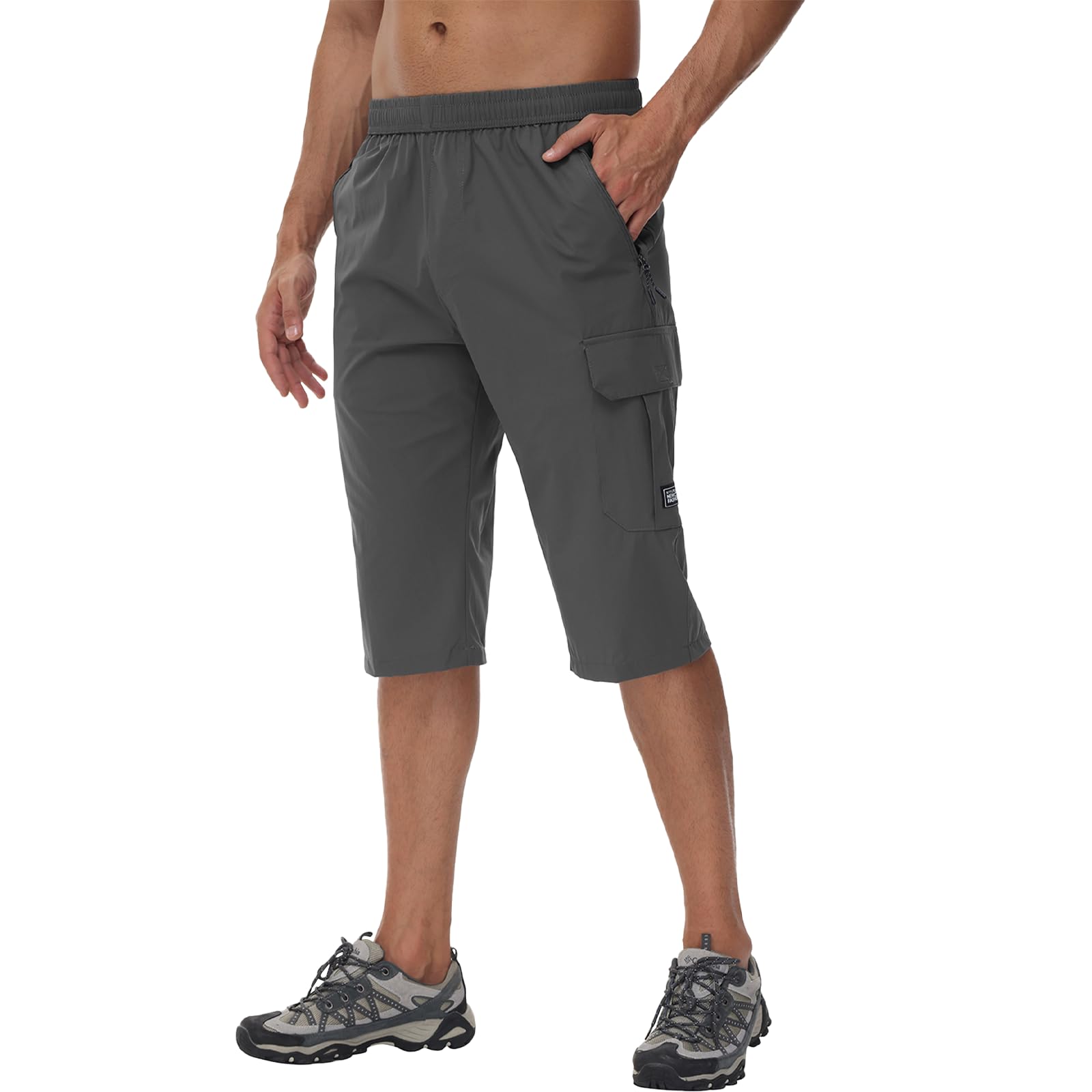 NANAMEEI Pantalones cortos 3/4 para hombre, resistentes al agua, cargo al aire libre, pantalones cortos de senderismo para hombre, elásticos, trekking, MTB, pantalones largos de verano Serren