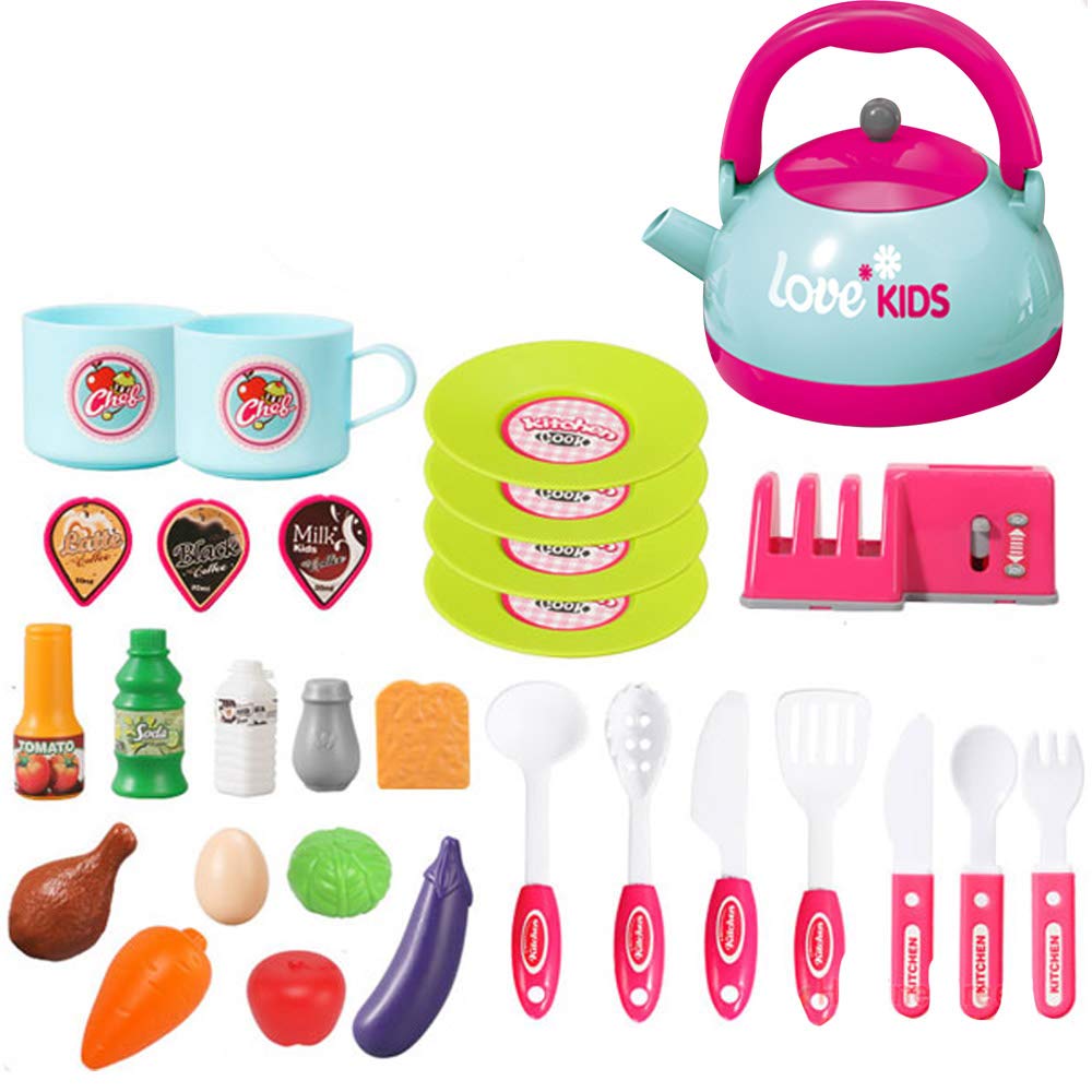 Bakaji Cucina Giocattolo Bambini con Fornello e Bollitore Funzionanti Luci Suoni Forno e 29 Accessori Gioco 87 x 64 x 29 cm (Pink
