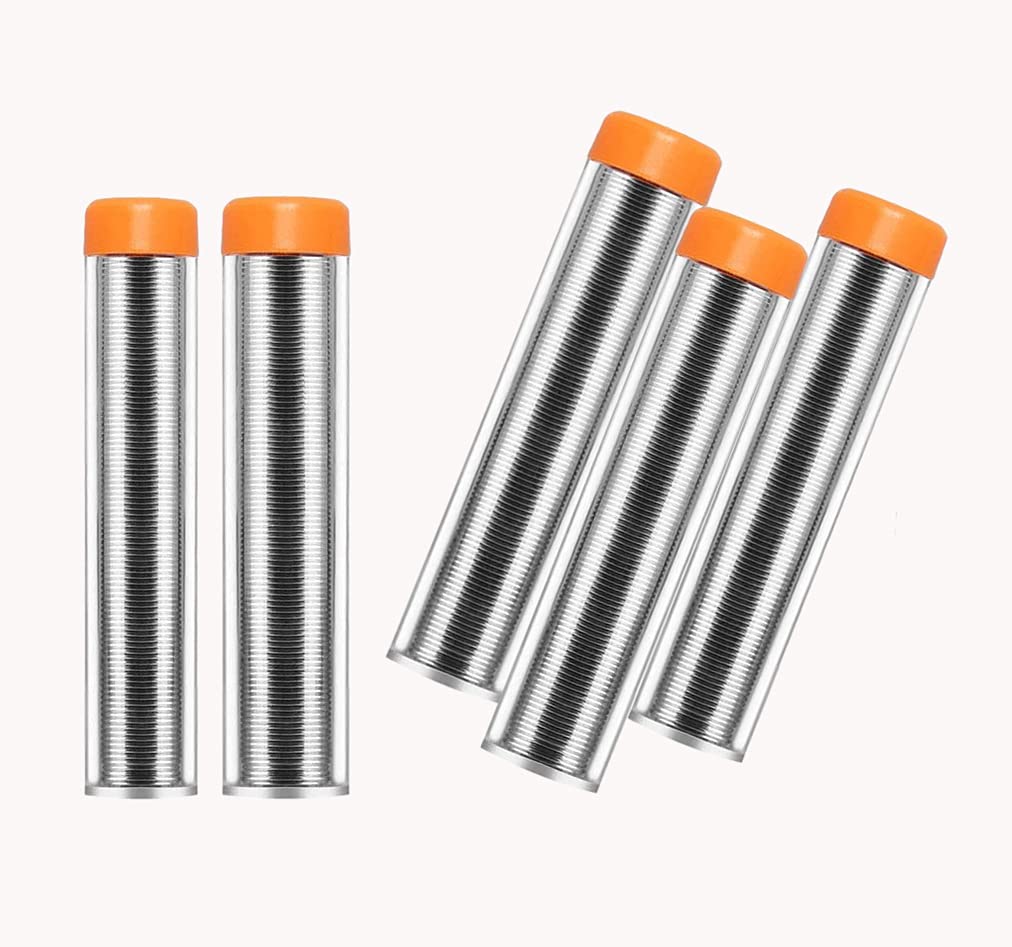 5pack Lead Free Solder Wire Tube with Rosin Core for Electrical and Electronics DIY Work 0.8mm NET 12g,Pocket Size Soldering Container