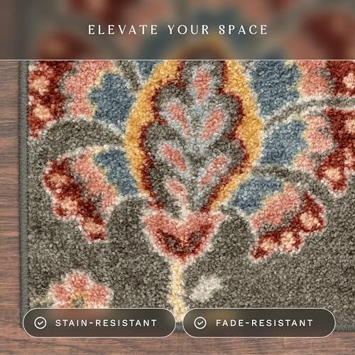 Tapete decorativo Maples Rugs Floral lavable antideslizante miniatura 4