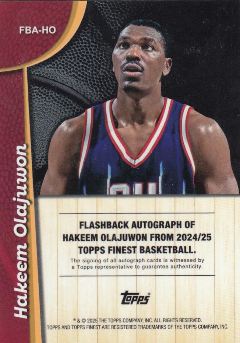 Basketball Trading Card 2024-25 Topps Finest Flashback Autographs #FBA-HO Hakeem Olajuwon EX/NM Auto /99