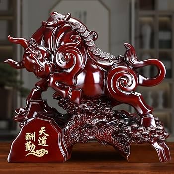 Amazon.com: Thcbme 招财牛摆件天道酬勤风水牛摆设办公室公司