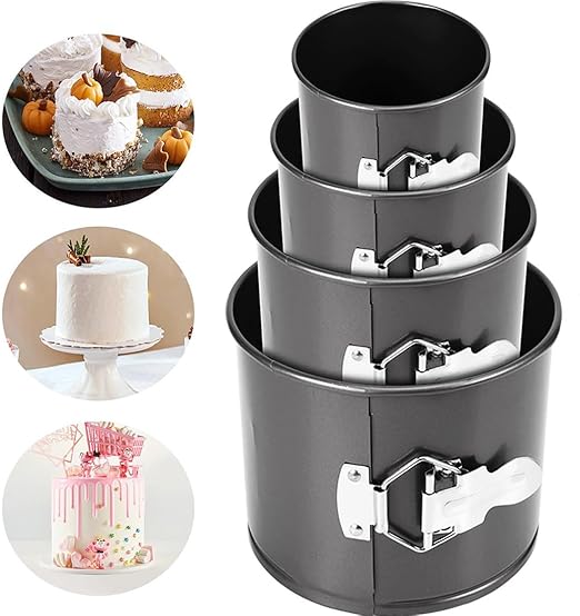 Springform Pan, Cheesecake Pan Classic Nonstick 4 PCS, Removable Bottom/Leakproof Cheese Cake Pans for Baking(Black 4.72"&5.51"&6.3"&7.08"*3.93")