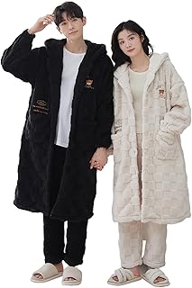 ペアパジャマ ルームウェア レディース メンズ バスローブ お揃い 上下セット ガウン 2点セット ロング丈 寝巻き 厚手 ふわふわ 暖かい 長ズボン 可愛い カップル 冬用 部屋着 寝間着 M-3XL