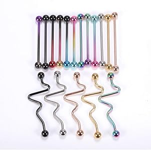 Set Piercing 7 Pezzi Set 7 Pezzi Gioielli Per Piercing - Bilanceri Industriali Con Sfera E Punta Freccia Per Cartilagine Dell'Orecchio, Gauge 14g (1.6mm) Bilanciere Industriale 14g - Foto 6