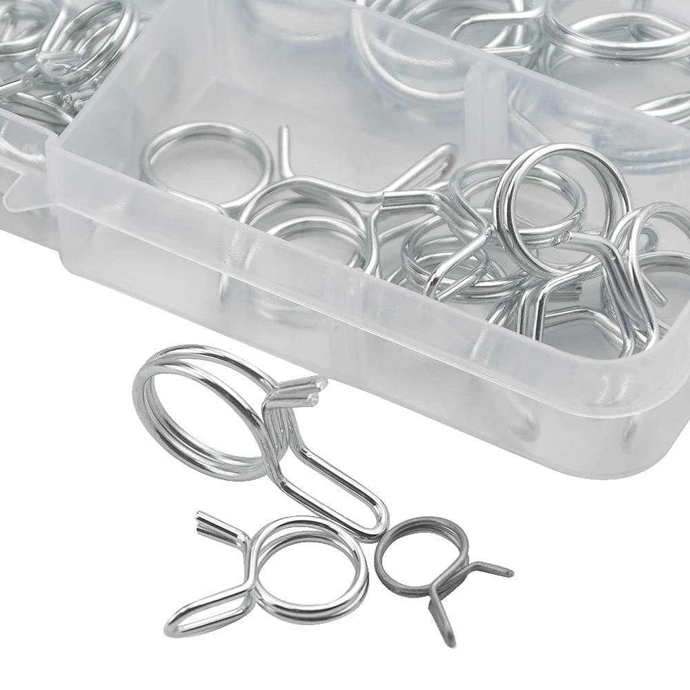 WMYCONGCONG Kit Di 70 Morsetti A Molla Per Tubi - Doppio Filo, In Acciaio Inox E Acciaio Al Carbonio - Diametri Da 6 A 18 Mm - Per Carburante, Aria, Acqua, Moto, ATV E Idraulica - 4