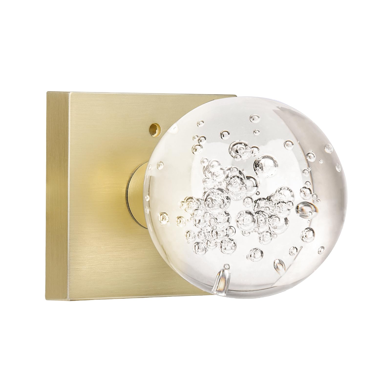 Newlaking Pomo De Puerta De Privacidad Con Cerradura, Manija De Puerta Interior De Cristal Para Dormitorio, Baño, Armario, Latón Satinado, 1 Paquete