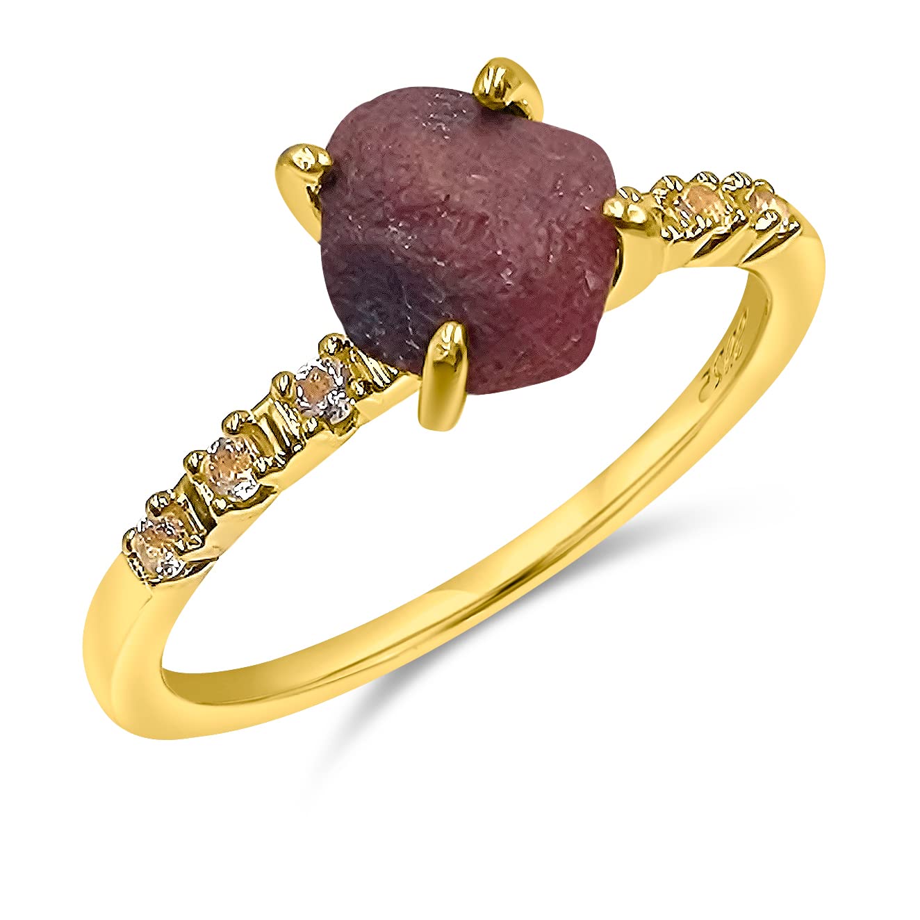 Real Raw Ruby Dainty Ring Yellow Gold July Birthstone gift for sister daughter niece Christmas birthday Uniquelan Jewelry (ruby, 7)