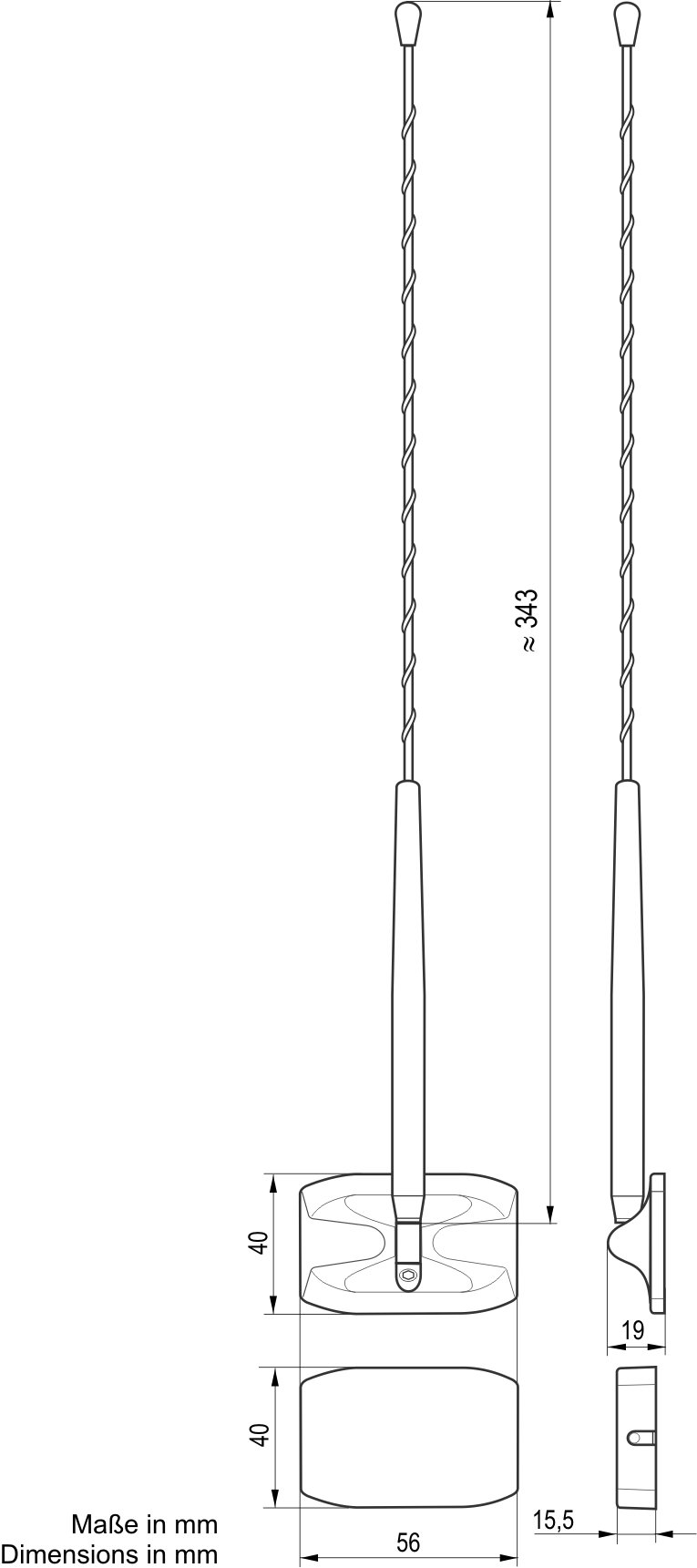 4573.01 antena Glass-Fix (BII/L - Band, DAB)
