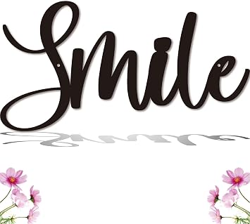 Smile Metal Sign, Smile Wall Decor, Smile Signs Wall Art, Smile Cutout Letters Hanging for Home, Office, Living Room Decor