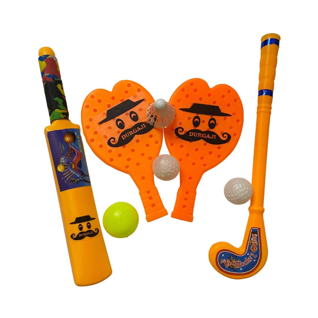 PRAPTI MART Superb Combo Plastic BAT Ball Racket & Hockey for Kids Indoor Outdoor Toys (Age 2 Year Plus) (B0CBG55YF9) Amazon Price History, Amazon Price Tracker