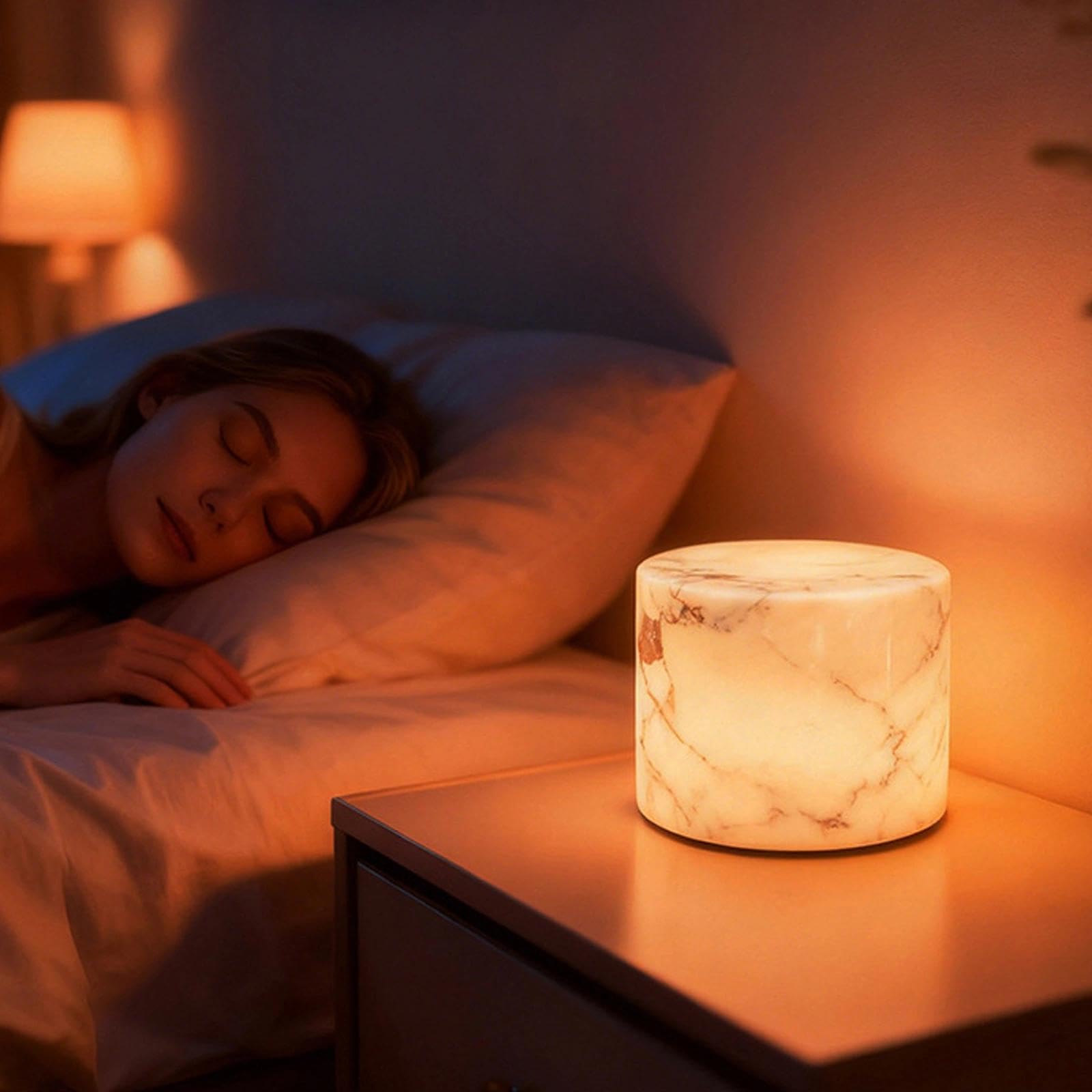 marmor-nachtlicht mit touch-steuerung,marble light,marmor lampe touch,Wiederaufladbare Stein Tischlampe mit Mehrfarbige Lichtmodi,Modern LED Tischleuchte Kabellos für Schlafzimmer Wohnzimmer(A)