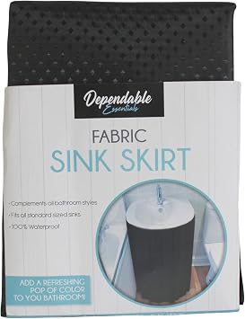 Under Sink Skirt with Adhesive Tape Waterproof Bathroom & Kitchen Sink Cover for Extra Storage and Stylish Concealment Black Diamond Stitch