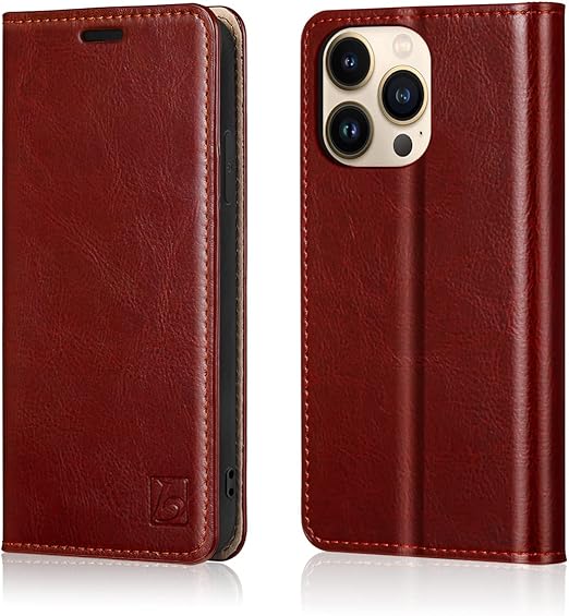 Belemay Case for iPhone 14 Pro Max Case WalletGenuine Leather Flip
