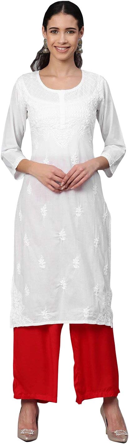 AdaHandcrafted Indian Chikankari Pure Cotton Kurti Kurta for Women A332395