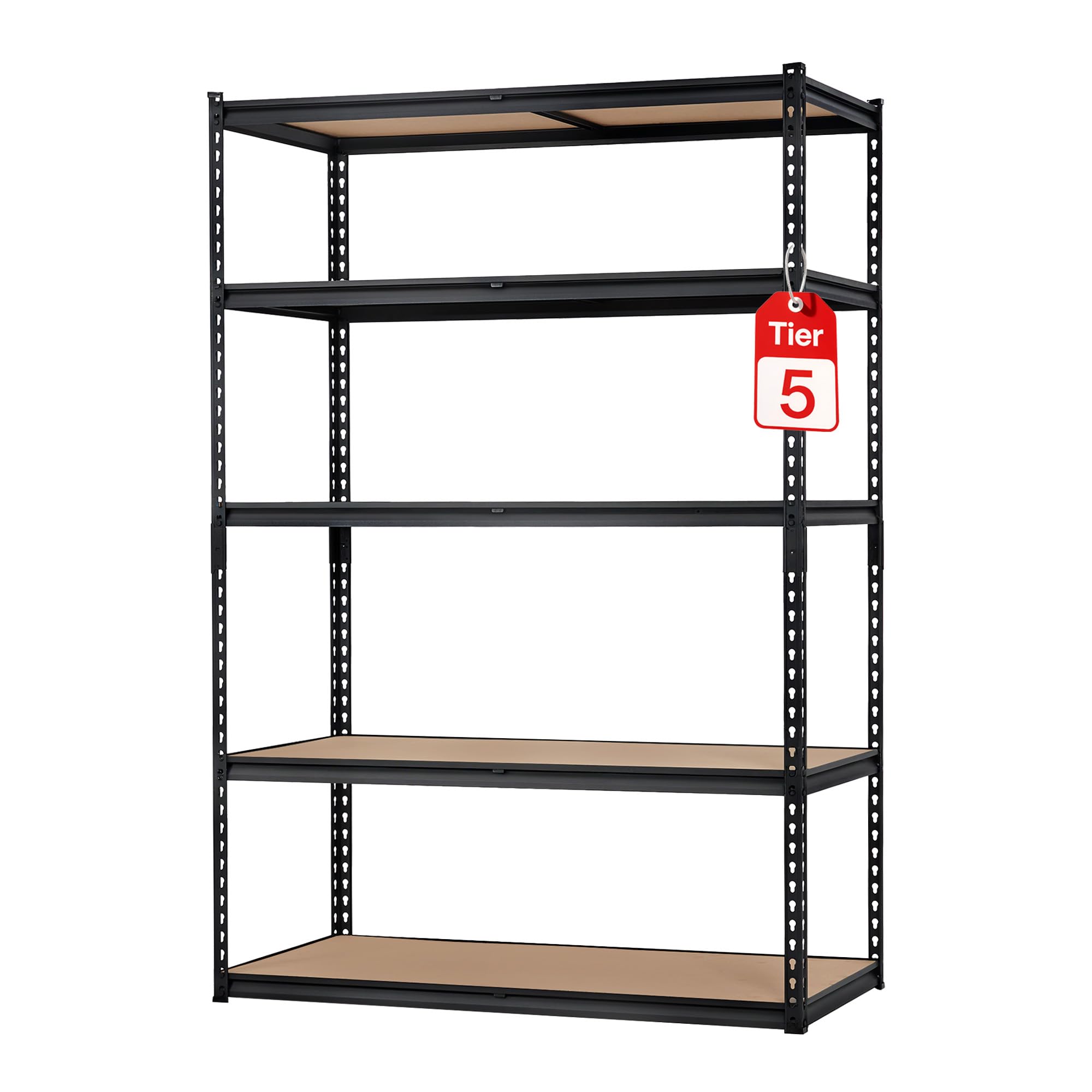 2500 LBS Heavy Duty Garage Storage Shelves 5-Tier, 48"L x 24"W x 72"H Industrial Metal Shelving Unit, Adjustable Steel Rack for Pantry, Basement, Warehouse &amp; Garage Organization