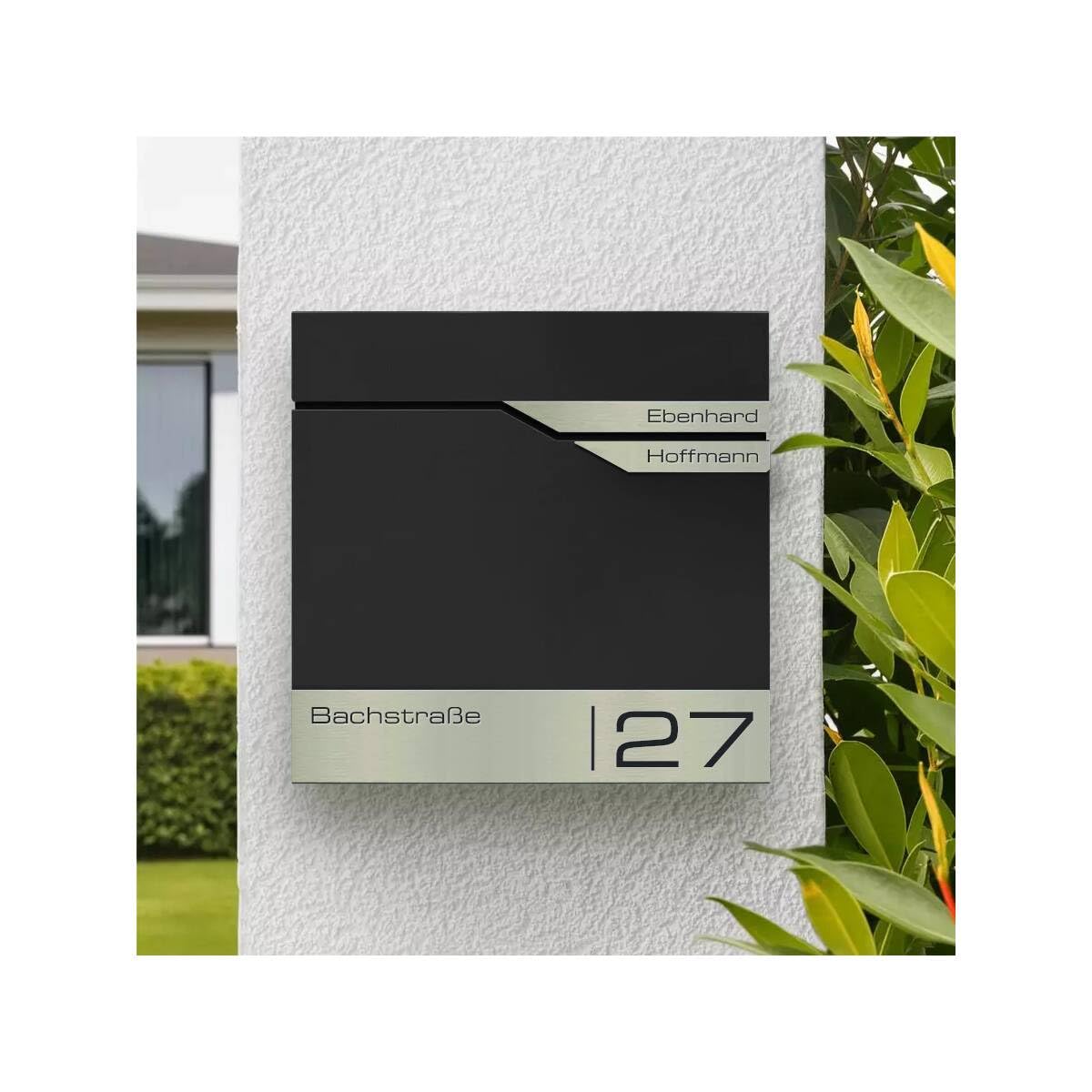 Albrecht Metzler Cassetta postale doppia Nero RAL 9005 acciaio inox anticorrosione