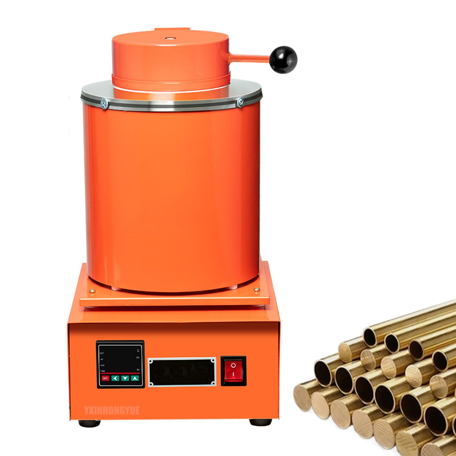 1KG,YXINHONGYUE Zestaw do topienia biżuterii ze złota 2 kg Zawór regulacji temperatury. Wielofunkcyjny, przenośny piec do topienia metalu. Bezpieczny i energooszczędny, pomarańczowy
