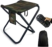 K-MingleSo Camo Portable Folding Camping Stool - 13 Inch Seat, 450lbs Capacity, Lightweight 1.7lbs with Carry Bag for Fishing Hiking Beach Adults