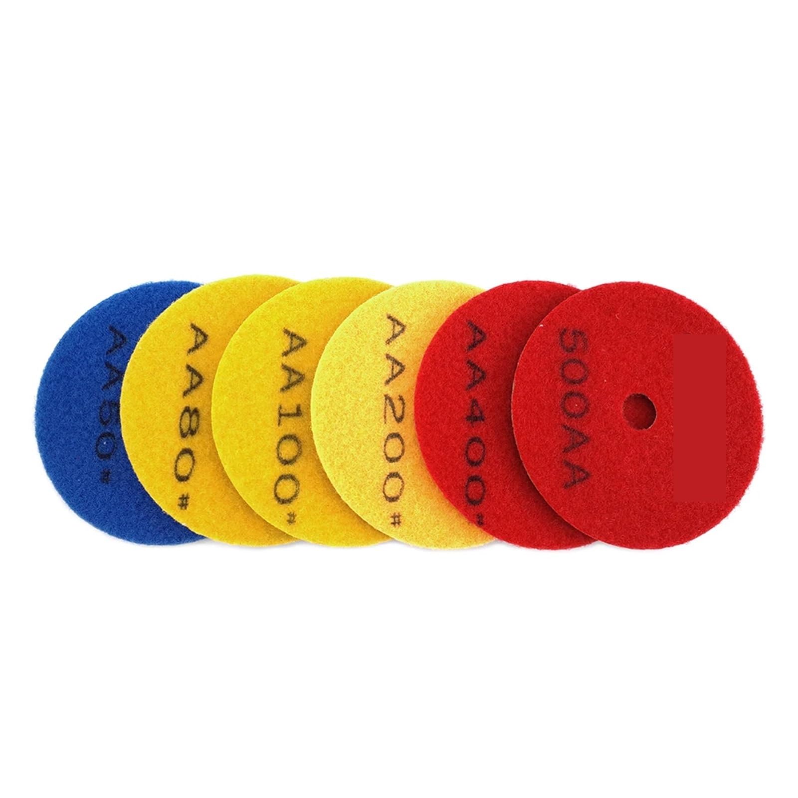 Almohadillas de pulido de diamante de 4 pulgadas, 6 pasos, unión de Metal de cobre, almohadilla de pulido húmedo for discos de molienda de piedra de mármol y granito cuicui(80_6 PCS_4 INCHES)