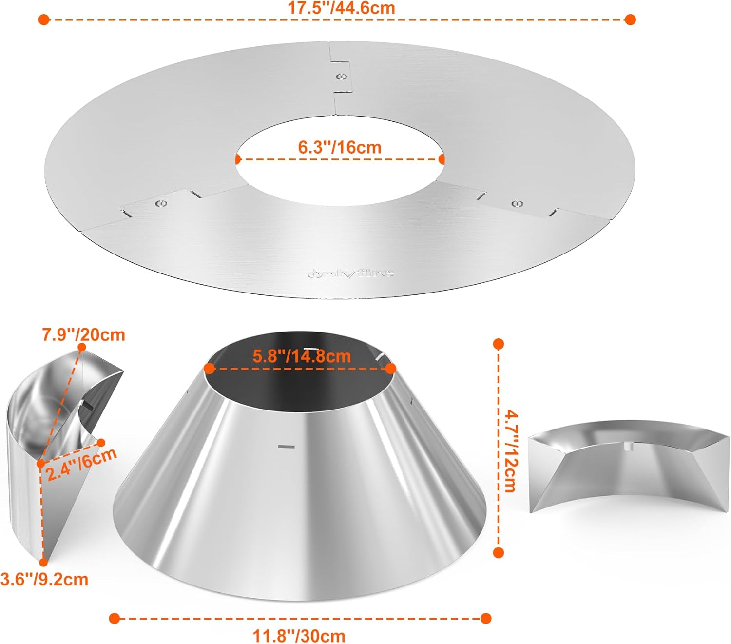 onlyfire Charcoal Ash Basket with Diffuser Ring & Water Reservoirs - Heavy Duty Stainless Steel Charcoal Holder for Weber 22" & 26" Kettle Grills, Accessories for Snake Method, Slow Roasting