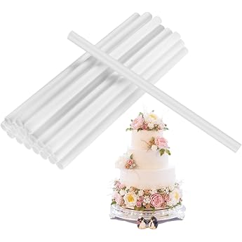 Pack of 24 Cake Supports 24 cm Cake Stand Cake Support Cake Dowel Rods Reusable Plastic Cake Supports for Multi-Tier Cakes Tiered Wedding Birthday Cakes