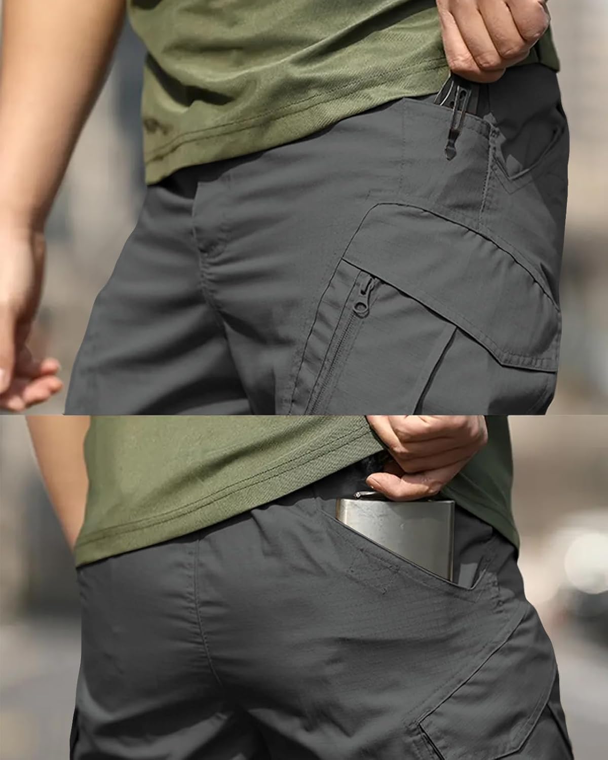 Men's Work Cargo Pants Tactical Hiking Casual Water Resistant Ripstop Trousers for Outdoor with 6 Pockets(No Belt) - Image 7
