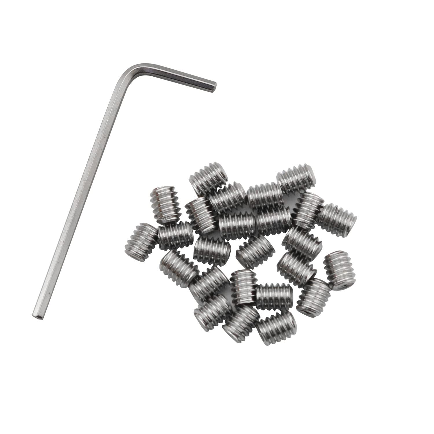 DGBRSM 25pcs Hex Allen Head Socket Set Screws #8-32 x 3/16 Internal Hex Drive Cup-Point Screws with Hex Drive Wrench