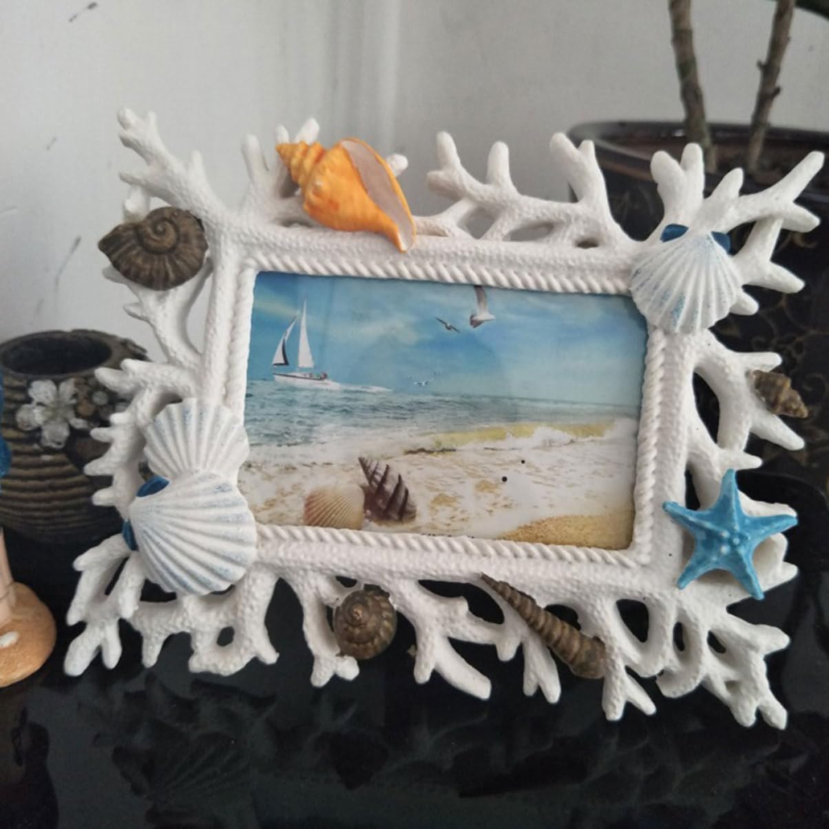 Alipis Cornice Portafoto in Resina a Tema Corallo, Design Semplice e Leggero, per Camera da Letto e Studio, Decorazione da Tavolo Stili multipli