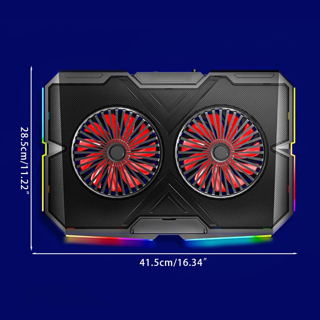 Ventilateur de refroidissement pour ordinateur portable de jeu, 7 hauteurs réglables, Base de refroidissement pour ordinateur portable, alimenté par USB, double Turbo RGB, dissipateur thermique pour à