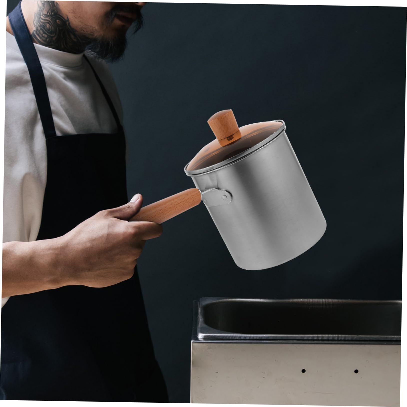 Luxshiny Stainless Steel Deep Fryer Pot Large Capacity Kitchen Frying Pan Handle Portable Oil Drainer for Vegetables Fryer for Home Use