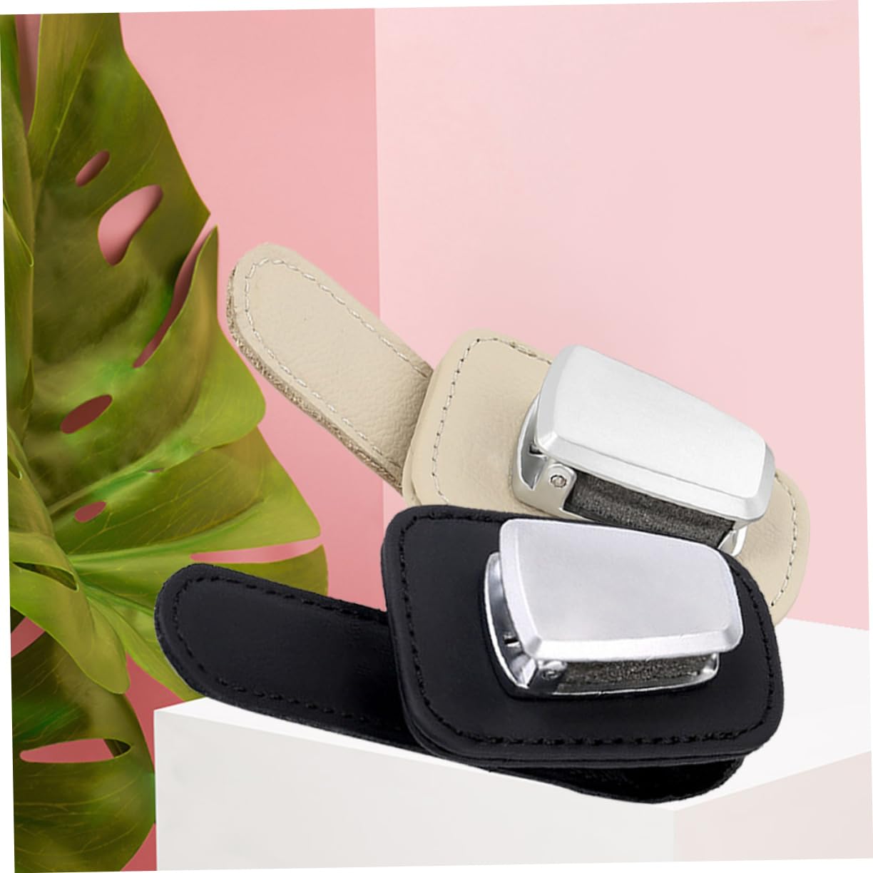 Gatuida 4pezzi Porta Occhiali Da Auto Supporto Visiera Per Occhiali Da Sole Clip Per Riporre e Proteggere e Biglietti Nero e Beige