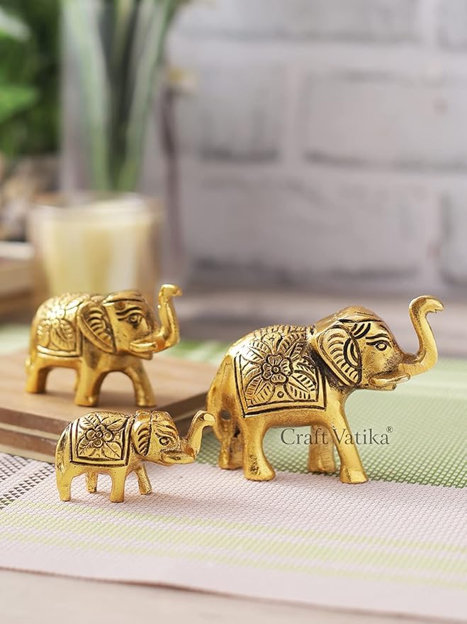 Cadeau d'entreprise lot de 3 éléphants en métal pour bureau