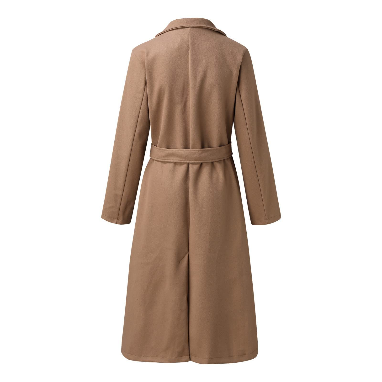 Wintermantel Damen Lang Mantel Damen Winter Wollmantel Winddicht Trenchcoat Elegant Winterjacke Mit Taschen Reversmantel Locker Windbreaker Warm Strickmantel Einfarbig Übergangsjacke Outdoor