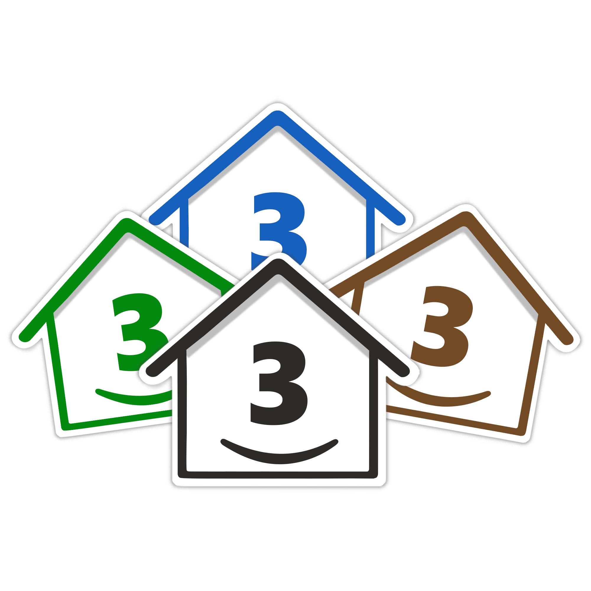 4 x Bin Numbers for Wheelie Bins, 1-99, 15cm ‘Happy House’ Colour Design Dustbin Stickers, Easy Application Stick On Number Stickers - Weatherproof Self Adhesive Vinyl – Blue, Black, Green, Brown (25) — view 48