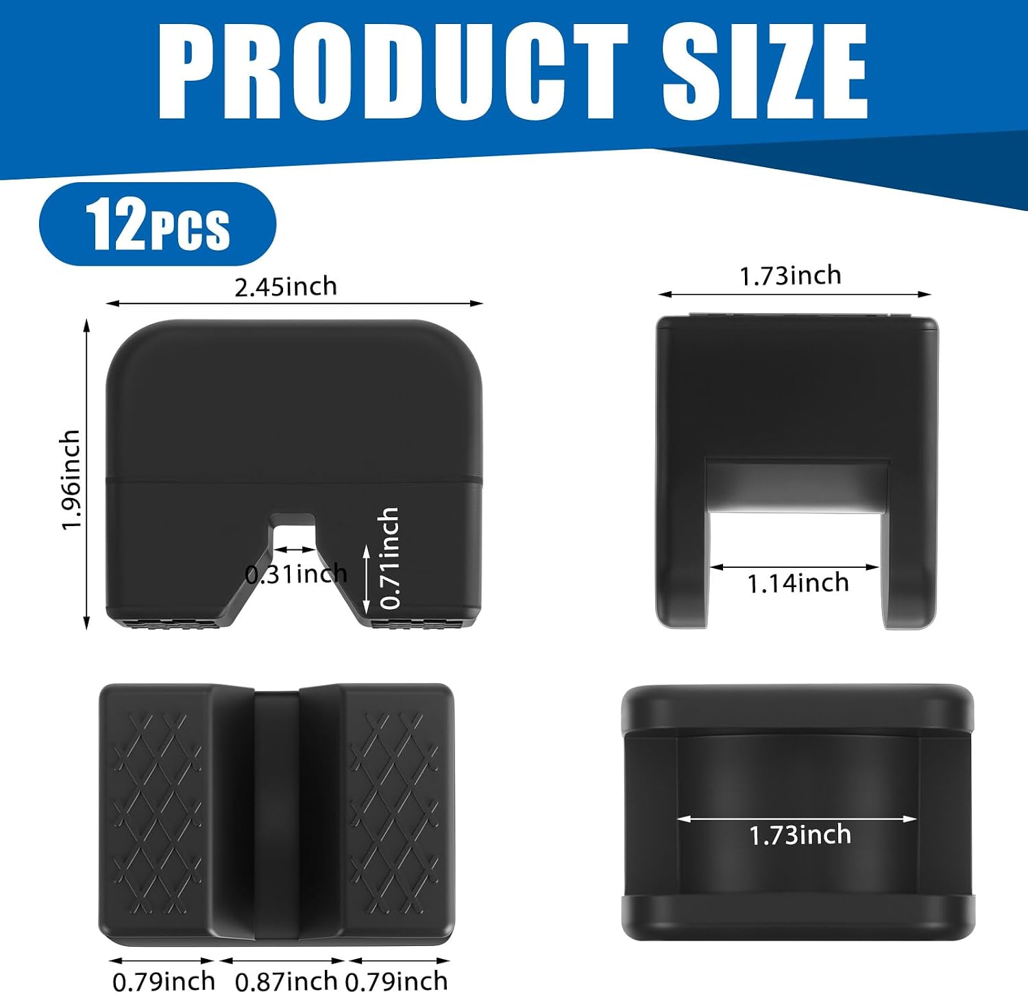 Pangda 12 Pack Pinch Weld Jack Pad, 3 Inch Universal Rubber Jack Stand Pad Blocks, Anti-Slip Square Slotted Frame Rail Protector, Rail Pinch Weld Adapter for Car Lift(3.0 Tons)