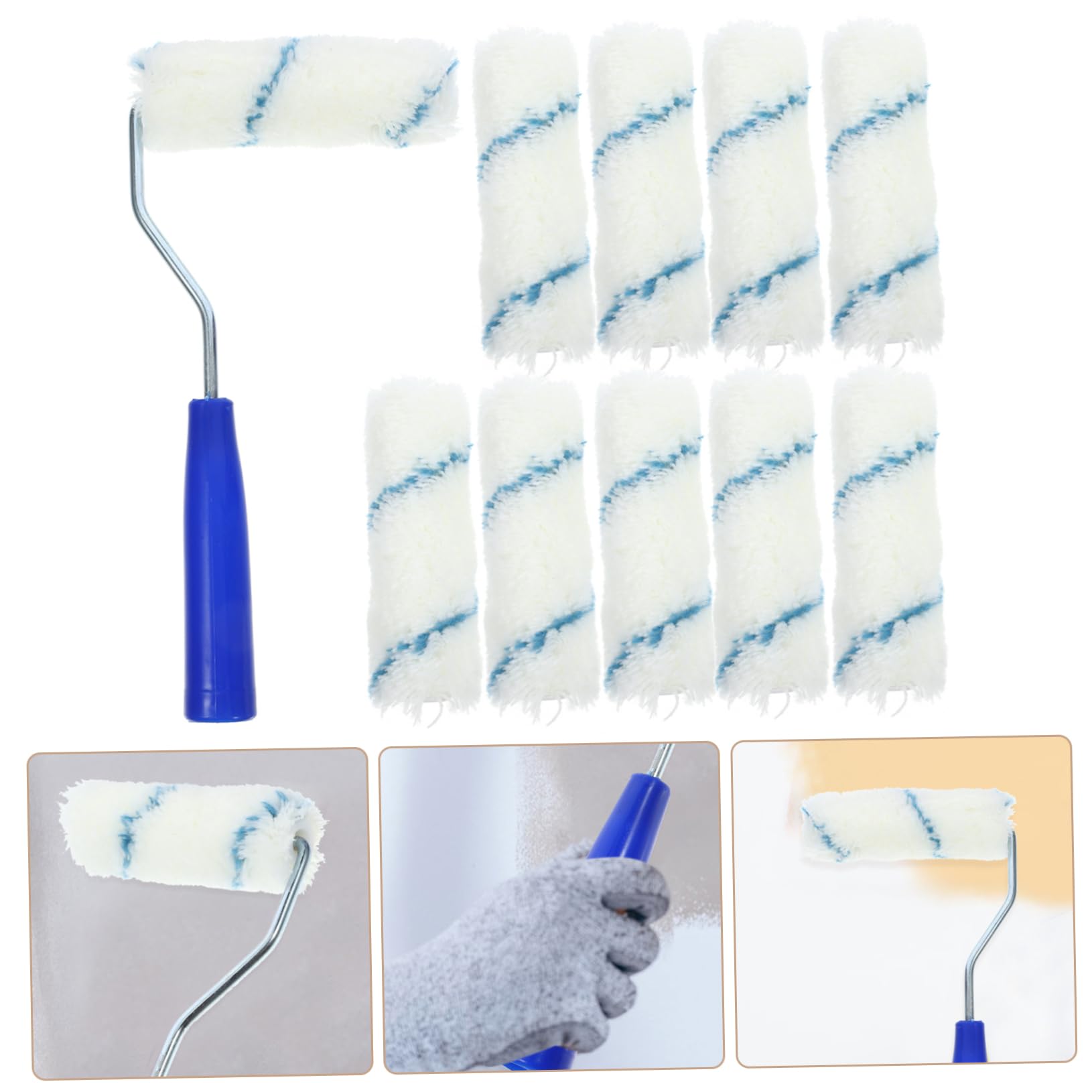 Lurrose 4 Sätze Walzenbürsten-set Abdeckung Malenrolle Lackwalzen Wände Streichen Wand Farbroller-pads Rollen Kleine Farbe Farbroller-kit Kleine Farbrollerbezüge Lackierungen Plastik