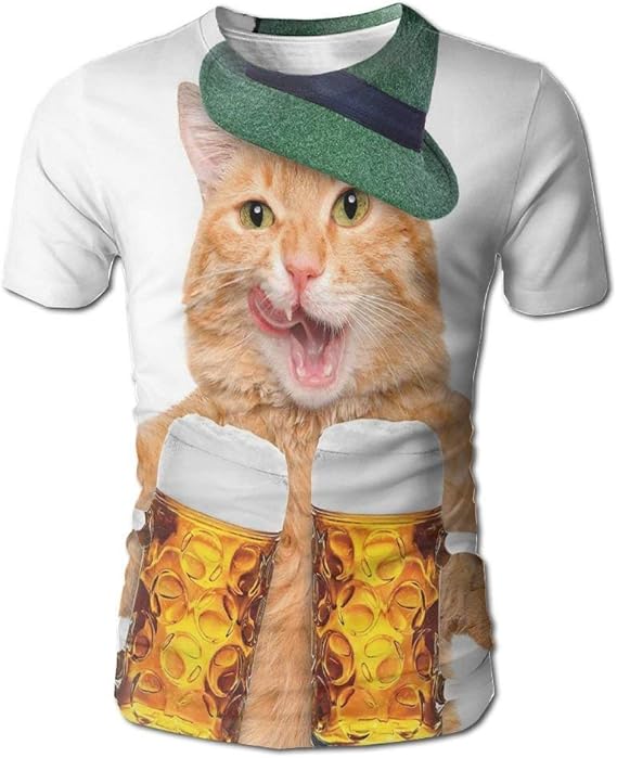 Amazon 帽子とビールのジョッキとクールな猫バイエルンドイツの飲み物祭りの伝統伝統的な面白いユーモラスなメンズ半袖tシャツ 水着 通販