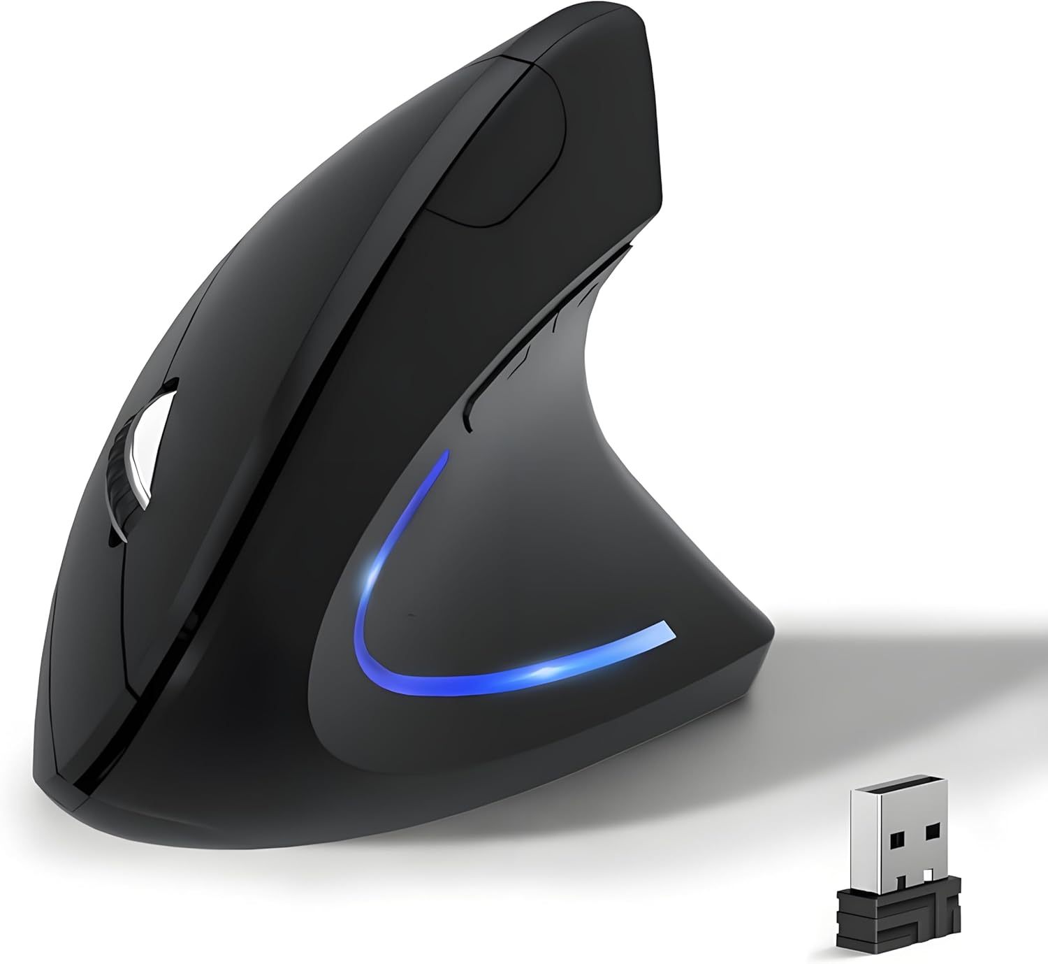 Wireless Ergonomic Mouse, 2.4G Wireless Vertical Ergo Mouse, 800/1200/1600 Adjustable DPI,6 Buttons Ergonomic Mouse for Laptop/MacBook/PC/Desktop-Black
