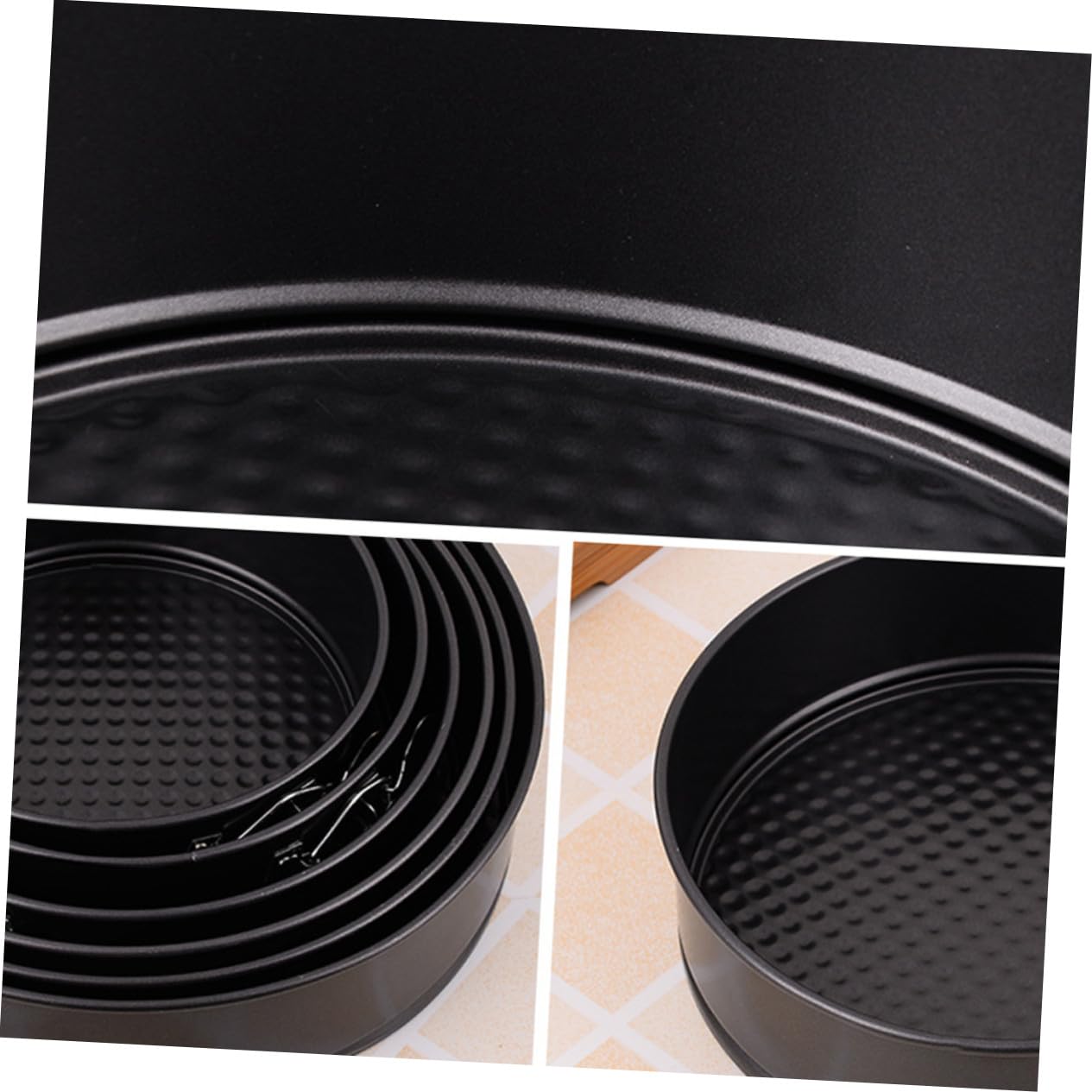 6 Piezas Moldes Redondos para Hornear Pastel Antiadherentes con Extraíble Tipo Panal Bandejas Negro para Tartas Bodas Fiestas y Uso Doméstico