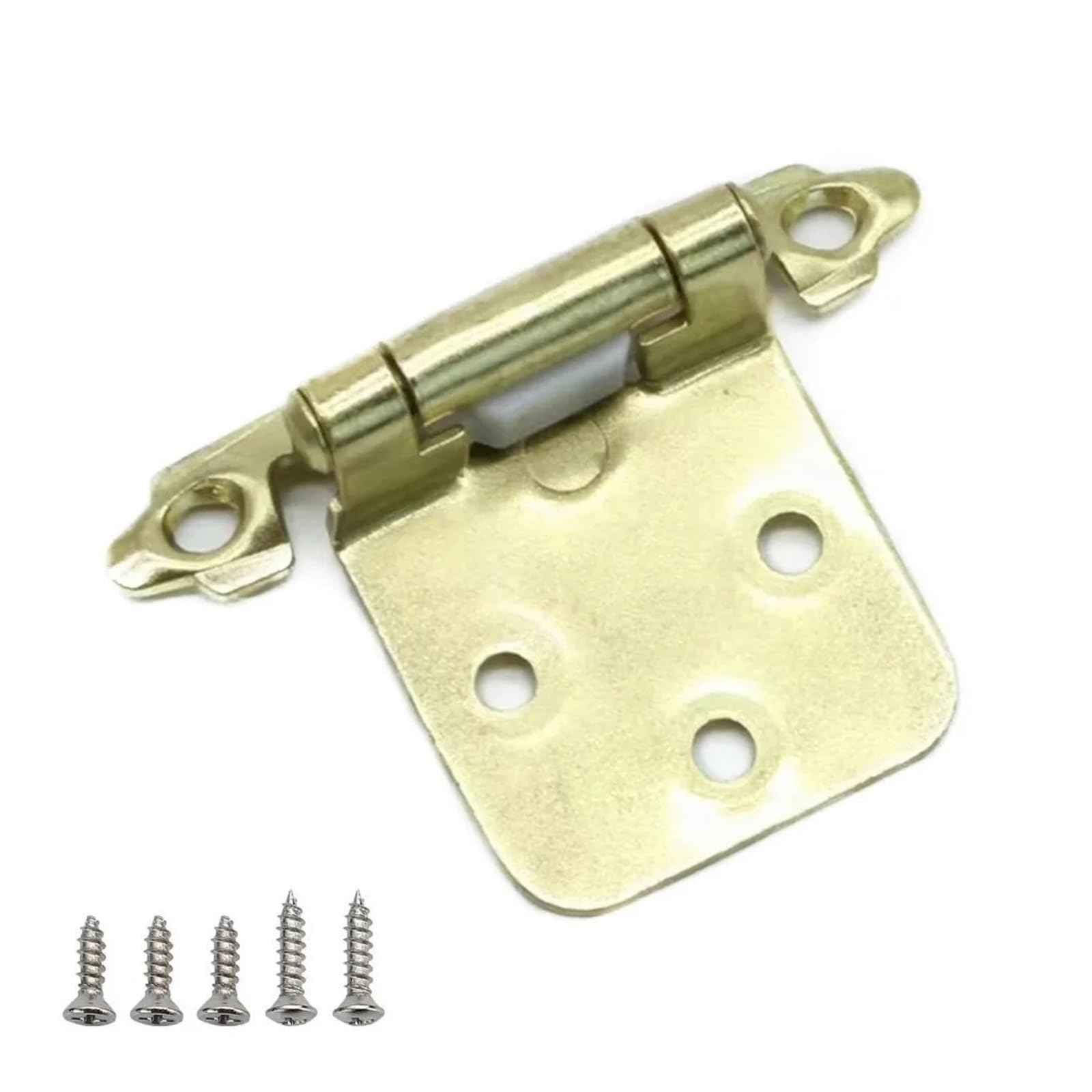 Wkfbifly Gold Durable American Spring Hinge With Screws Iron Self Closing Hinges Overlay Mount Rustproof Furniture Cabinet Kitchen(Gold)
