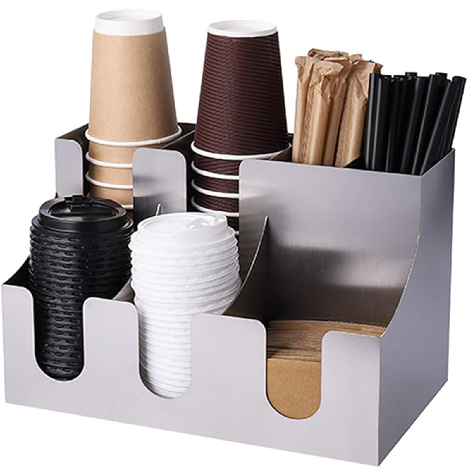 Organizador de barra de café, estante de almacenamiento de tazas y organizador de condimentos para mostrador, accesorio de estación de bebidas que ahorra espacio para oficina en casa