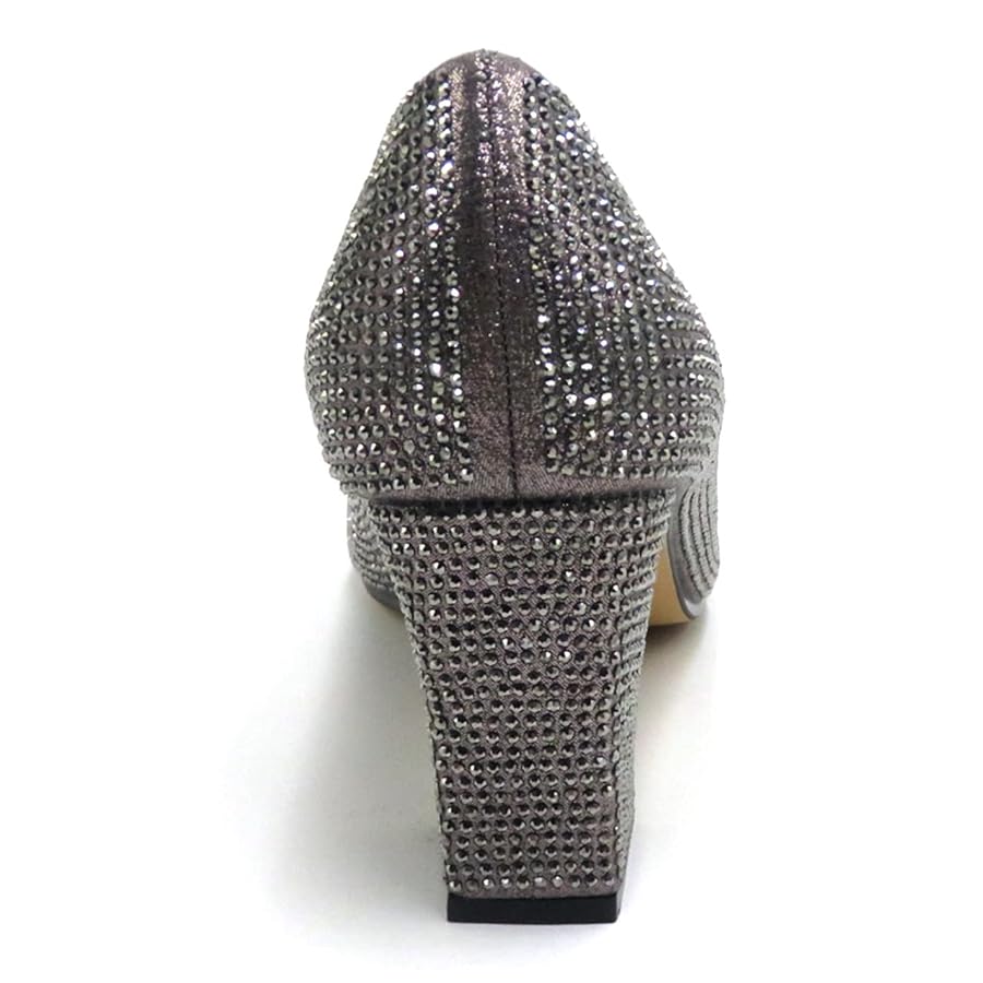 Amazon.com | VALENTI FRANCO Women's Rhinestone Low Chunky