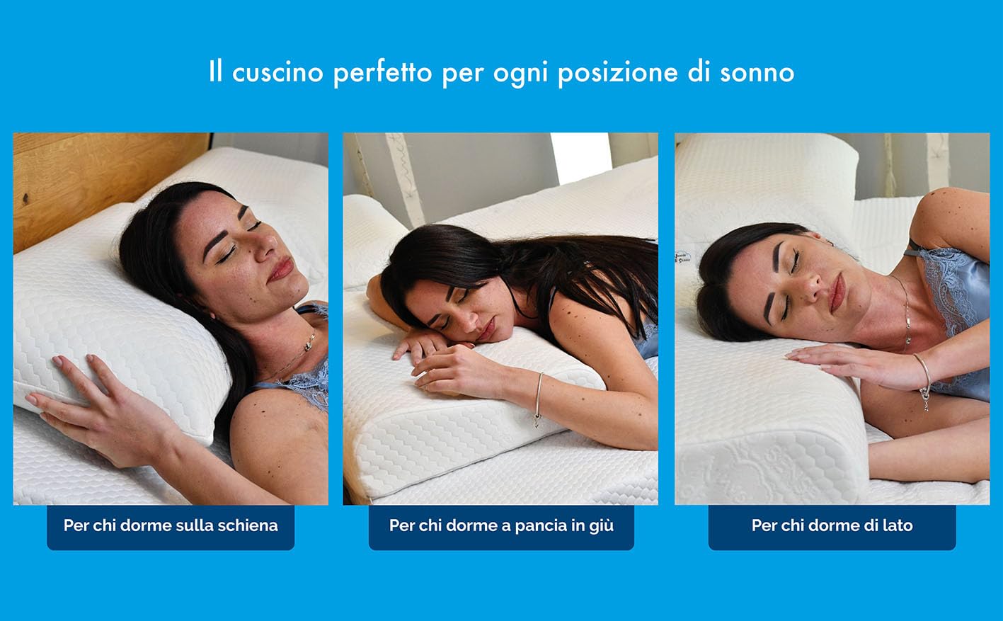 Kaysa Coppia Cuscini Massaggiante Memory Foam HD Ortopedico Alti 13cm | Guanciali da Letto, Rivestimento Lavabile, Ergonomico, Correttore per Collo, Made in Italy
