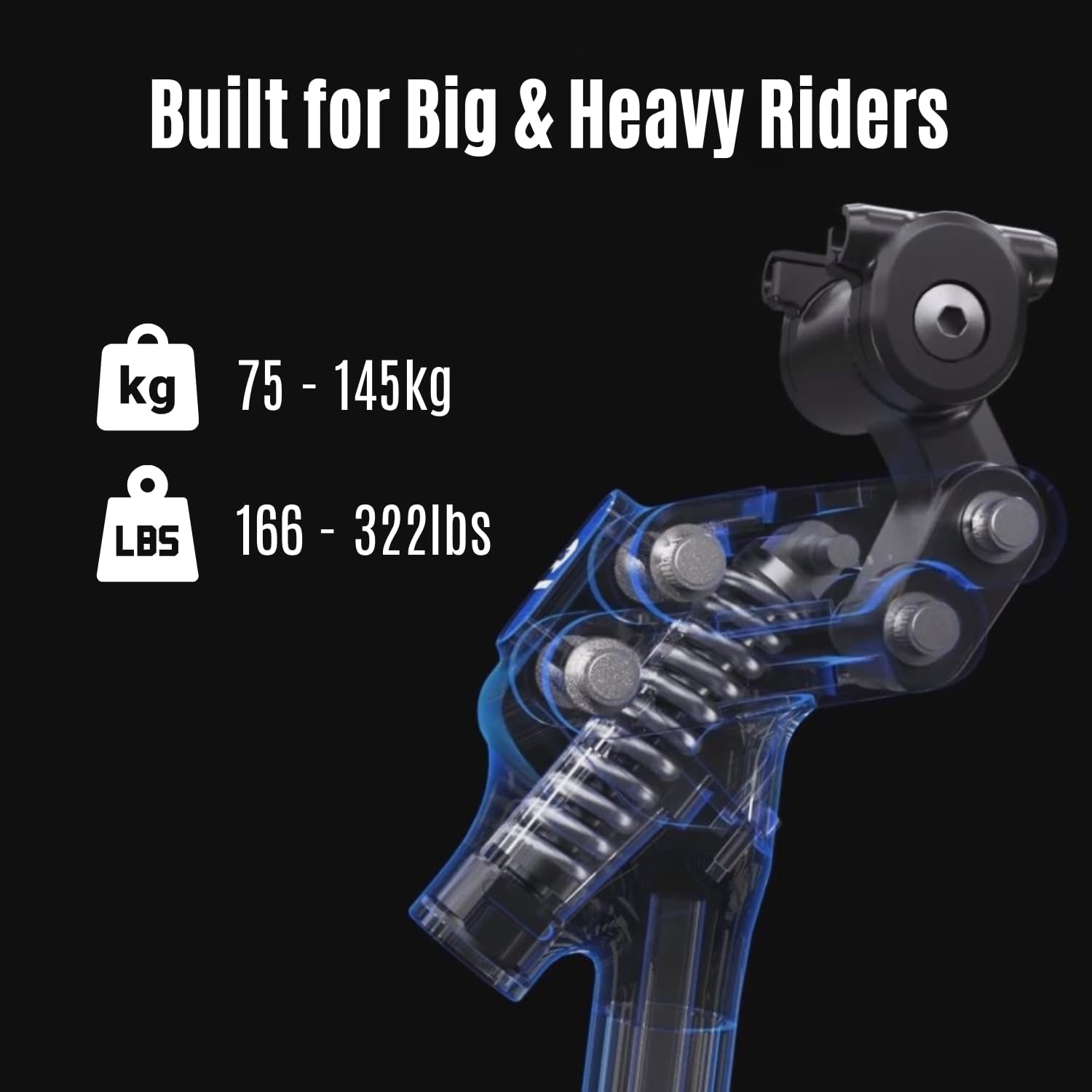 SAFORT USS-SP28 Suspension Seatpost for eBike - Shock Absorbing Bike Seat Post with EasyTune & VisiStiff System - Comfort for Big & Heavy Riders 75-145kg (166 - 322lbs)