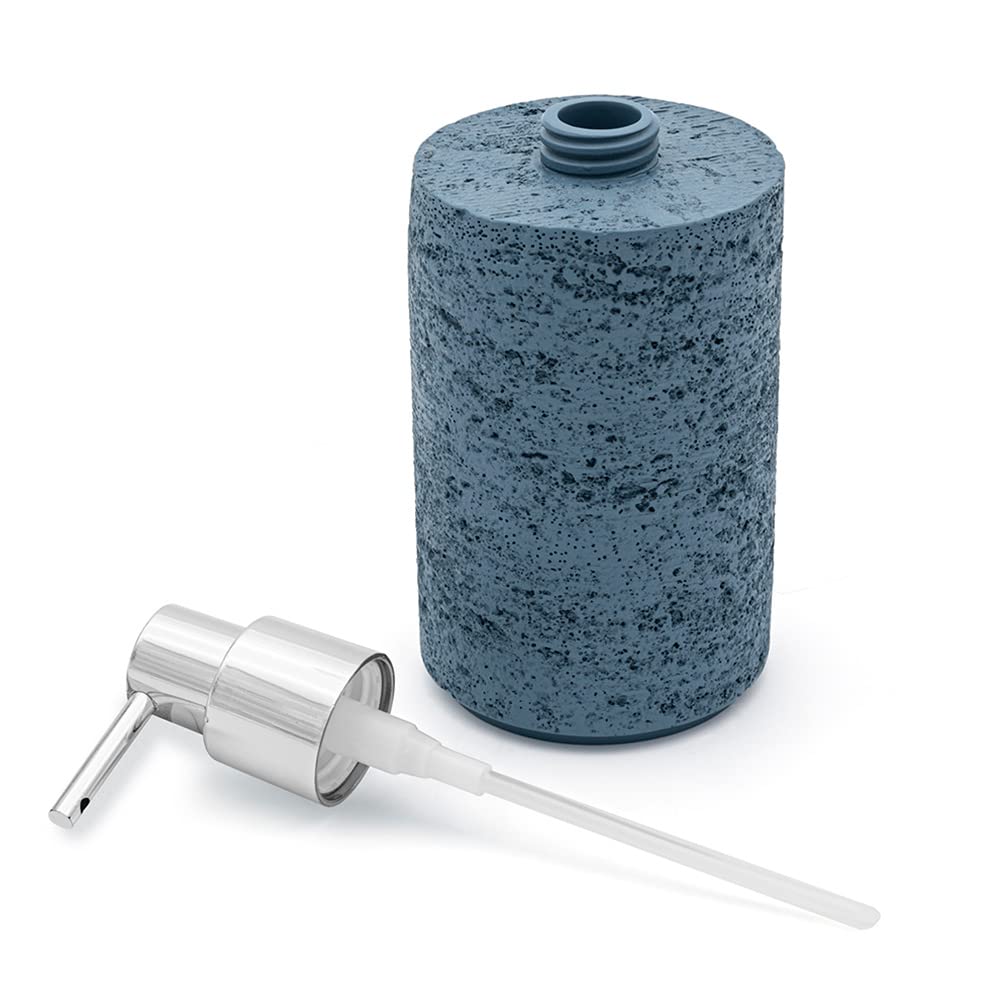 Inbagno Set Bagno Accessori Completo – 4 Pezzi, Kit Accessori appoggio Effetto Pietra Turchese Cobalto, Include Dispenser, portaspazzolini, portasapone e scopino WC, (Set Completo)