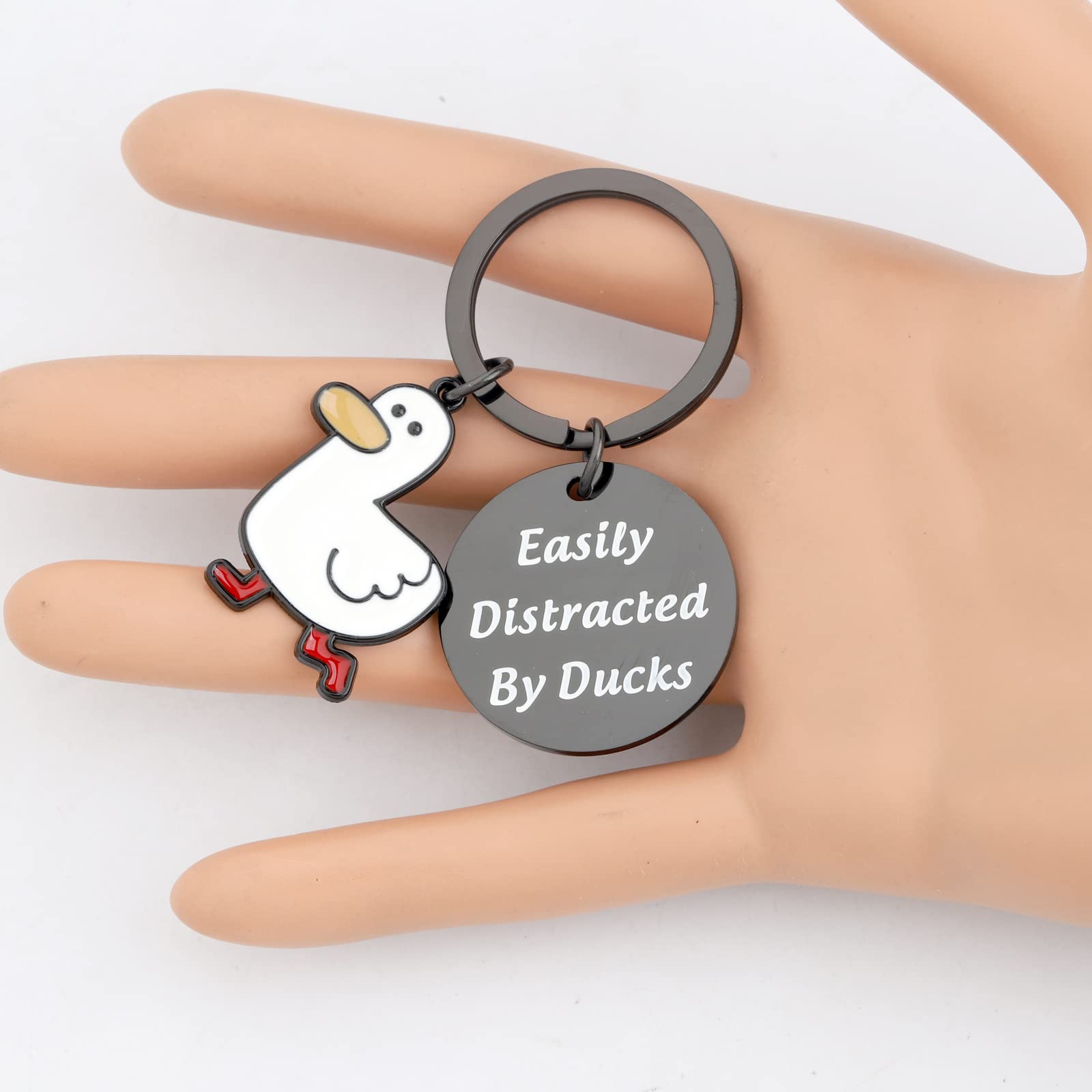 EACTEL Portachiavi a forma di anatra in stile cartone animato, con scritta Don't Duck with Me, in metallo, idea regalo per fidanzato, marito, fidanzata, coppia, Argento, F