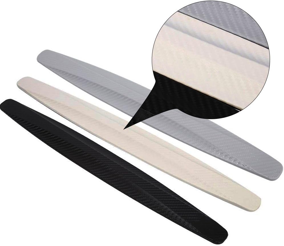 2 pcspair Car Bumper Protector Strip Sticker, Universal Auto Front Rear Bumper Guard Antirub Lip Bumper Strip Sticker Soft PVC Rubber Decorative Protector (White)