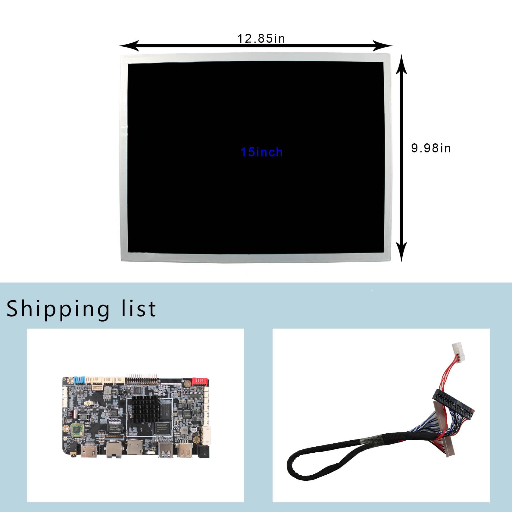 VSDISPLAY écran LCD 15" 1024x768 Android 11 avec Carte contrôleur